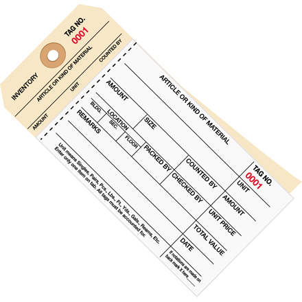 Inventory Tags 2 Part Carbonless Stub Style # 8