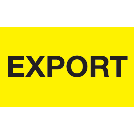3 x 5" - "Export" (Fluorescent Yellow) Labels