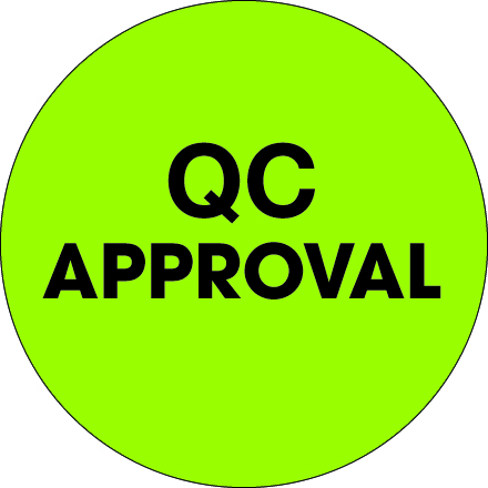 1" Circle - "QC Approval" Fluorescent Green Labels