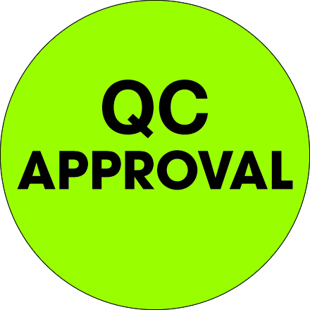 2" Circle - "QC Approval" Fluorescent Green Labels