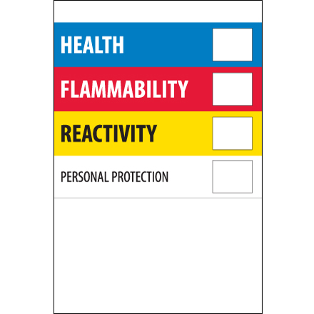 4 x 6" - "Health Flammability Reactivity"
