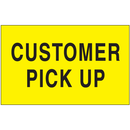 3 x 5" - "Customer Pick Up" (Fluorescent Yellow) Labels