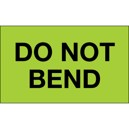 3 x 5" - "Do Not Bend" (Fluorescent Green) Labels