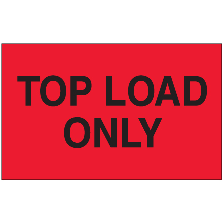 3 x 5" - "Top Load Only" (Fluorescent Red) Labels