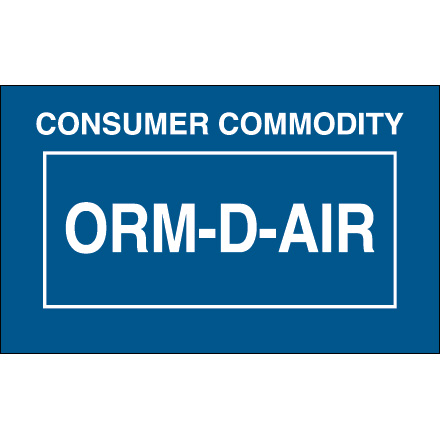 1 <span class='fraction'>3/8</span> x 2 <span class='fraction'>1/4</span>" - "Consumer Commodity ORM-D-AIR" Labels