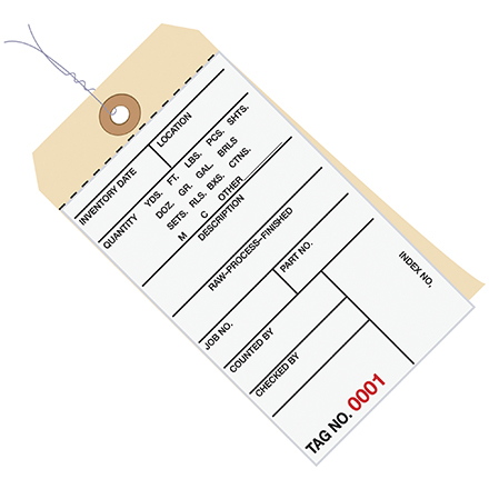 6 <span class='fraction'>1/4</span> x 3 <span class='fraction'>1/8</span>" - (7000-7499) Inventory Tags 2 Part Carbonless # 8 - Pre-Wired