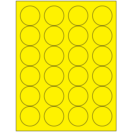 1 <span class='fraction'>2/3</span>" Fluorescent Yellow Circle Laser Labels