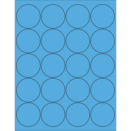 2" Fluorescent Blue Circle Laser Labels